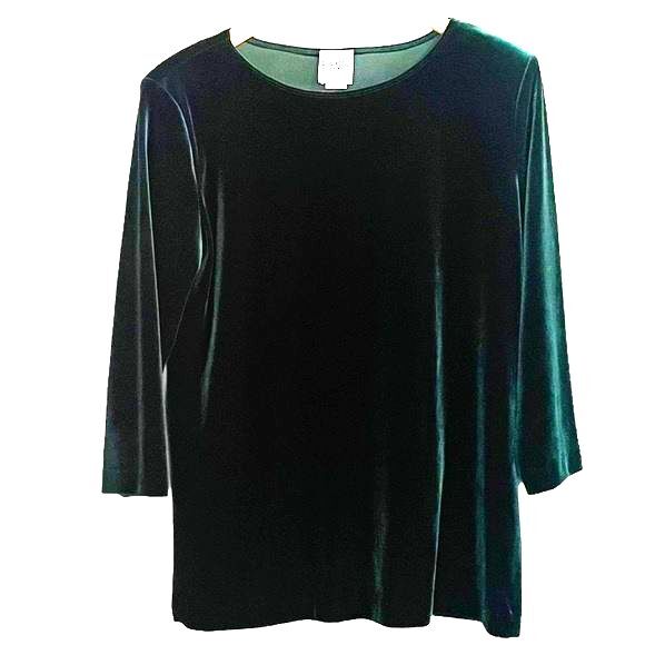 R&M Richards Women's Size 12 Vintage Pine Green Velour Tunic 90s Festive Holiday - Picture 1 of 9